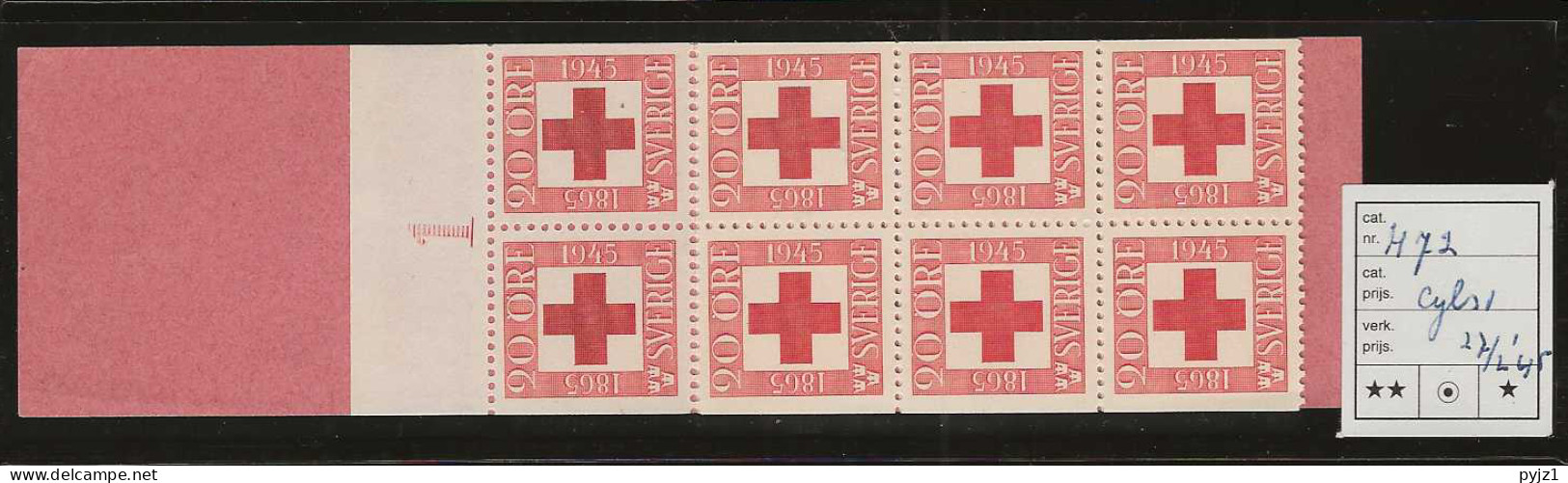 1945 MNH Sweden Booklet Facit H72 Postfris** - 1904-50