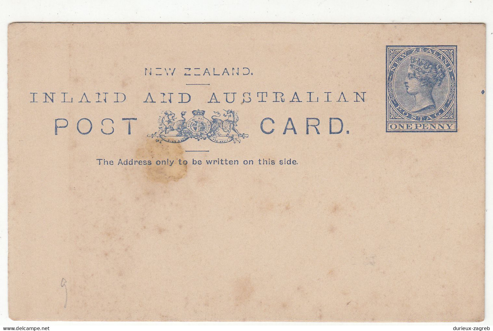 NZ Old QV Postal Stationery Postcard Not Posted  B230601 - Postal Stationery