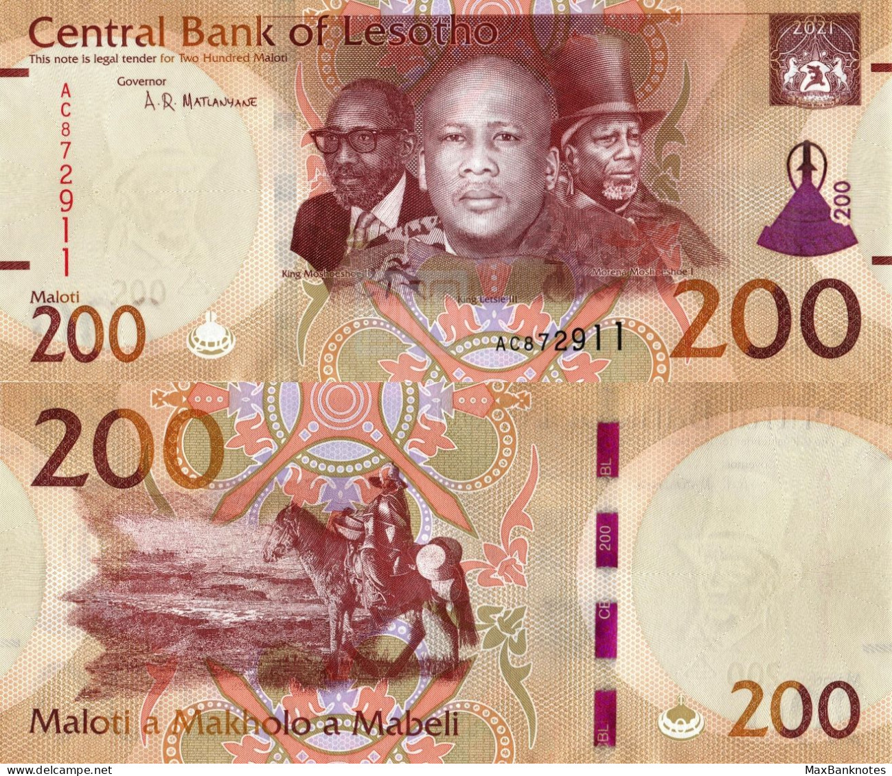 Lesotho / 200 Maloti / 2021 / P-26(a) / UNC - Lesotho