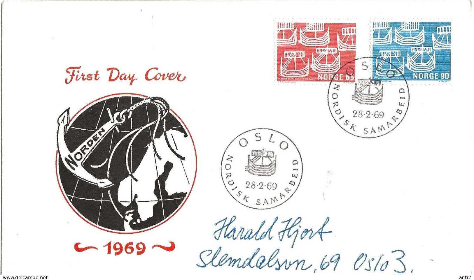 Norway 1969 Norden,  Centenary Of Cooperation Between Scandinavian Postal Administrations Mi 579-580 FDC - Lettres & Documents