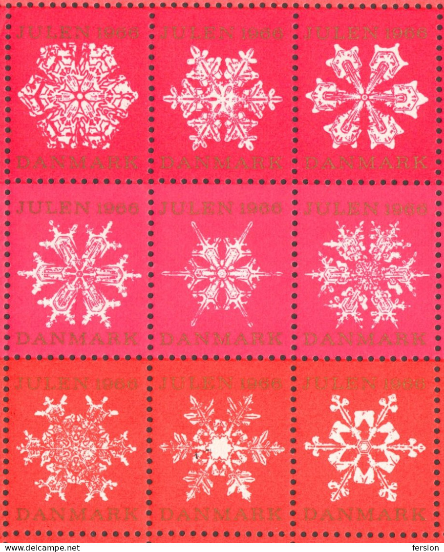 Snowflake Snow - Christmas - JUL - LABEL / CINDERELLA / VIGNETTE - 1966 Denmark Danmark - MNH Sheet - Autres & Non Classés