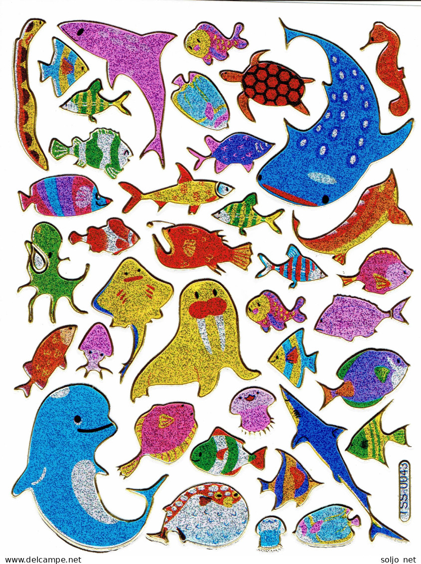 Hai Wal Delfin Fische Fisch Aufkleber Metallic Look / Fish Tank Sticker 13x10 Cm ST555 - Scrapbooking