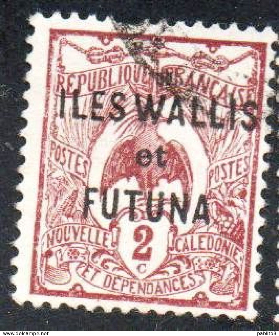 WALLIS AND FUTUNA ISLANDS 1920 1928 KAGU BIRD NEW CALEDONIA OVERPRINTED 2c USED USATO OBLITERE' - Used Stamps