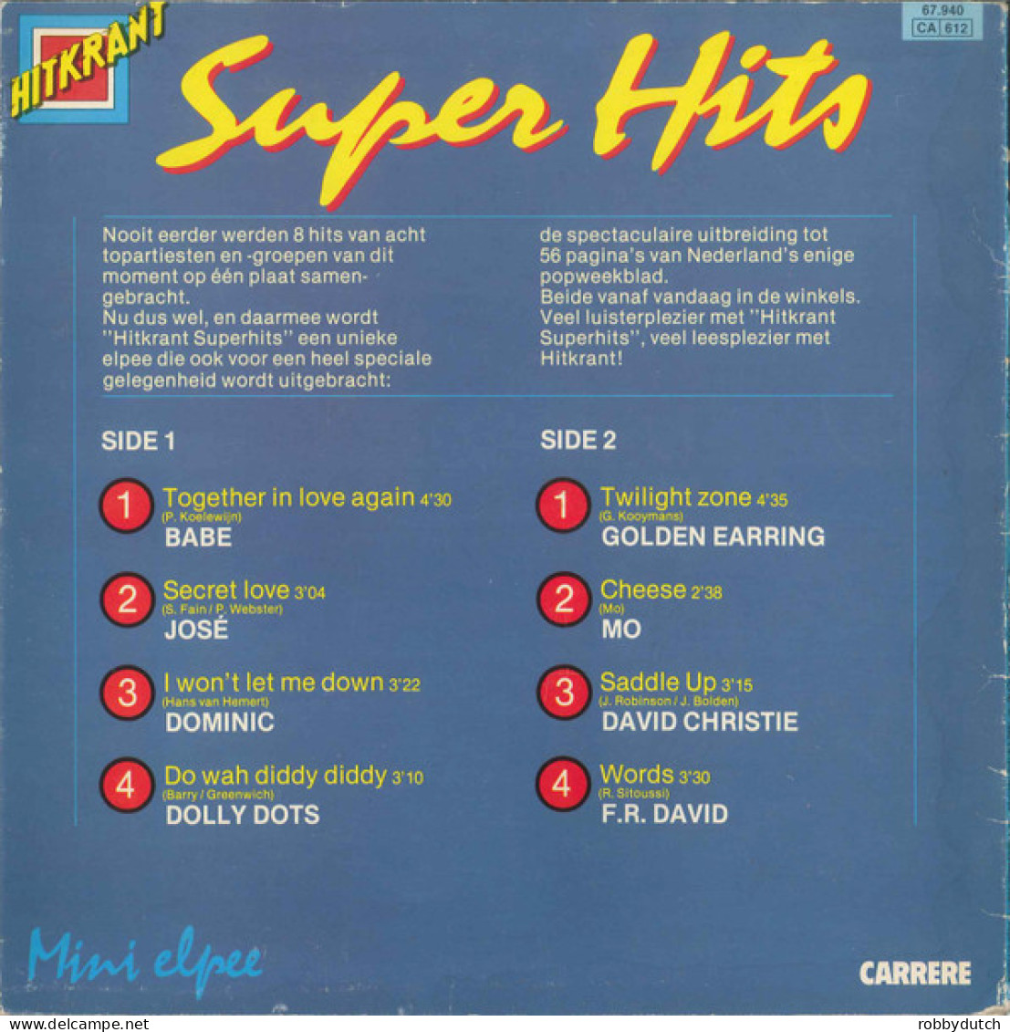 * 10" LP *  HITKRANT - SUPERHITS (France 1982 EX-) - Compilaciones