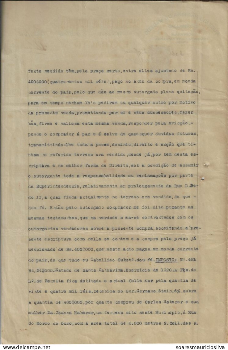 Brazil 1895/1932 process of sale property in Bucarein Joinville with 1890 Land Concession from the Dona Francisca colony