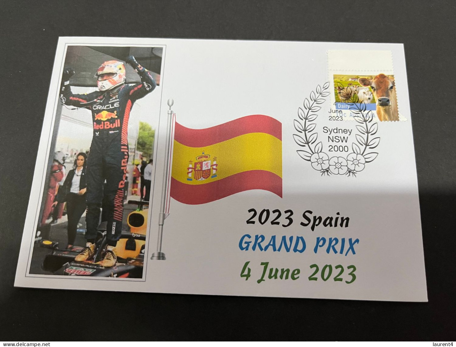 (2 R 37) Formula One - 2023 Spain Grand Prix - Winner Max Verstappen (4 June 2023) With OZ Stamp - Other & Unclassified