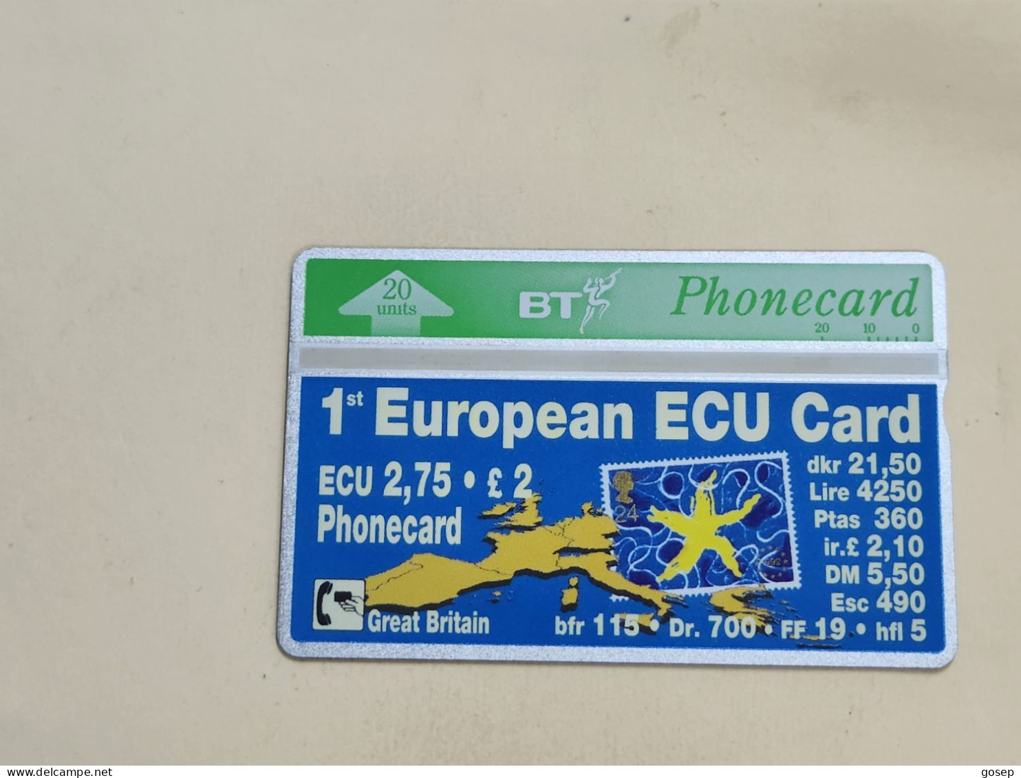 United Kingdom-(BTO-008)-1st European ECU-(16)(20units)(231F64095)-price Cataloge MINT-5.00£+1card Prepiad Free - BT Buitenlandse Uitgaven