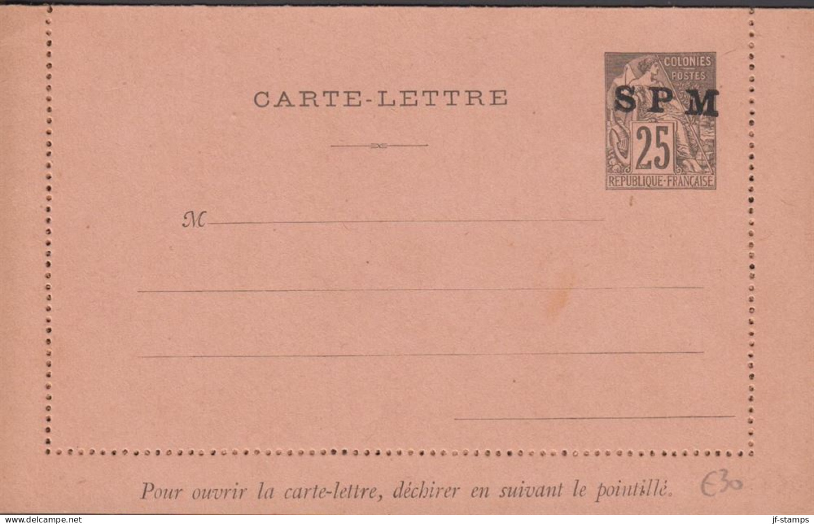 1896. SAINT-PIERRE-MIQUELON. CARTE -LETTRE SPM / 25 C. COLONIES POSTES REP. FRANCAISE .  - JF440829 - Storia Postale