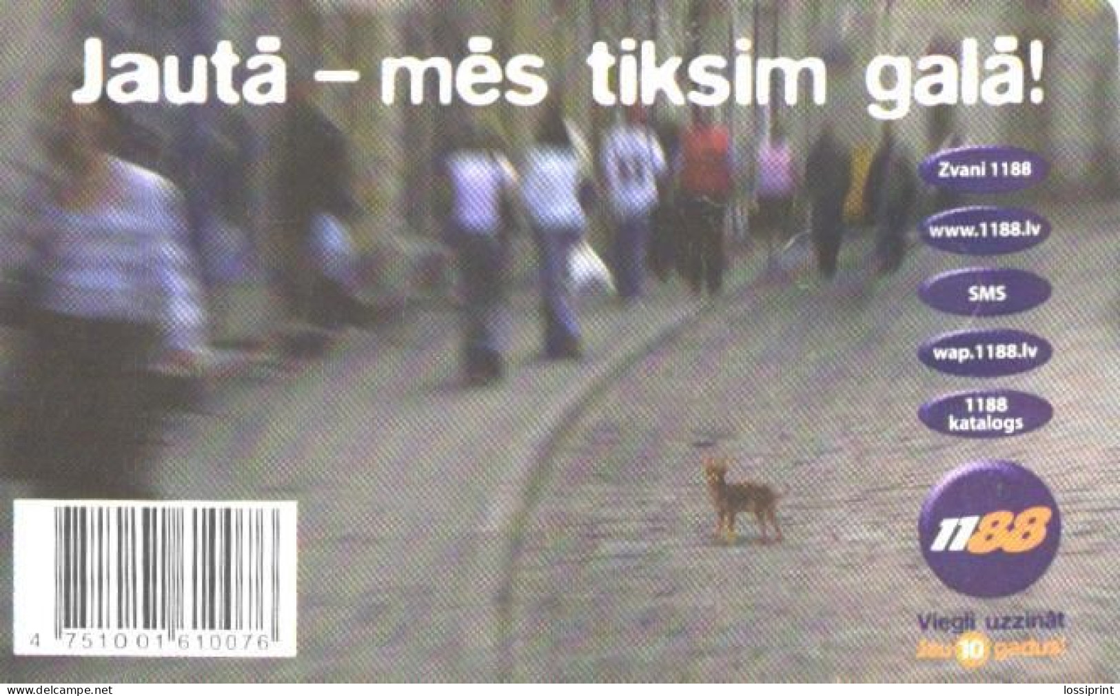 Latvia:Used Phonecard, Lattelekom, 2 Lati, Dog, 1188, 2008 - Lettonia