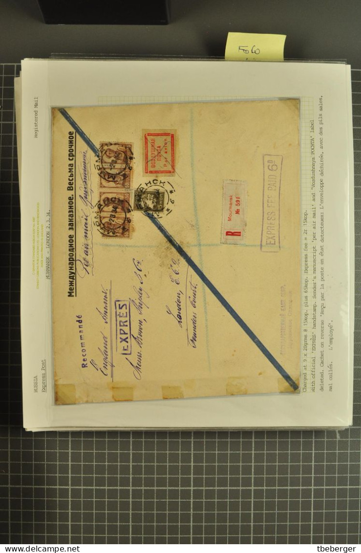 Russia USSR 1928-40 Special Post Express Mail, 57 covers with different labels, cds's & frankings, ex Miskin (47-103)