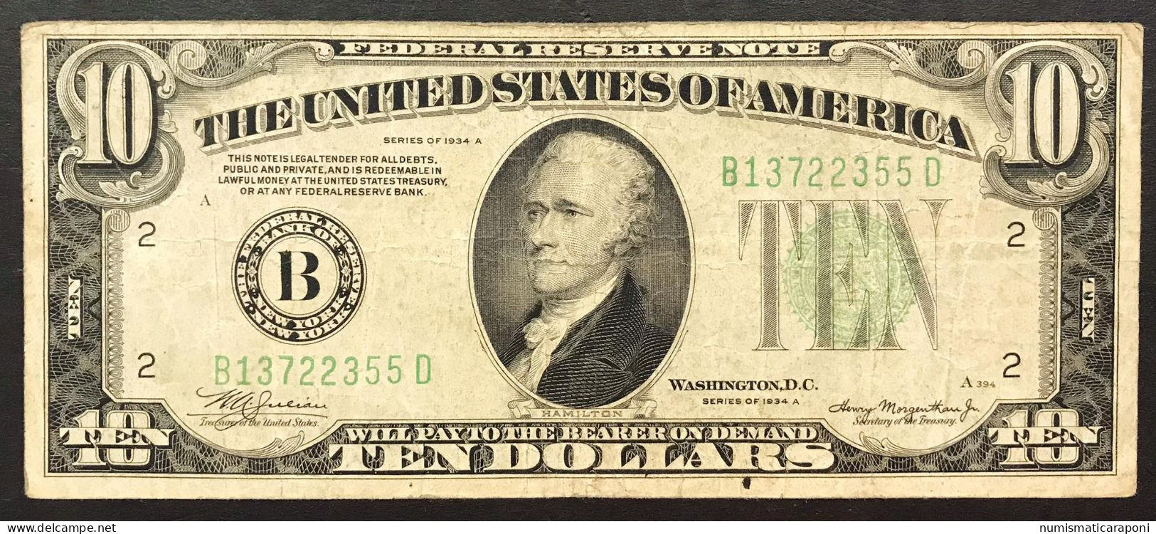 Usa U.s.a. 10 Dollars 1934 Lotto 4556 - United States Notes (1928-1953)