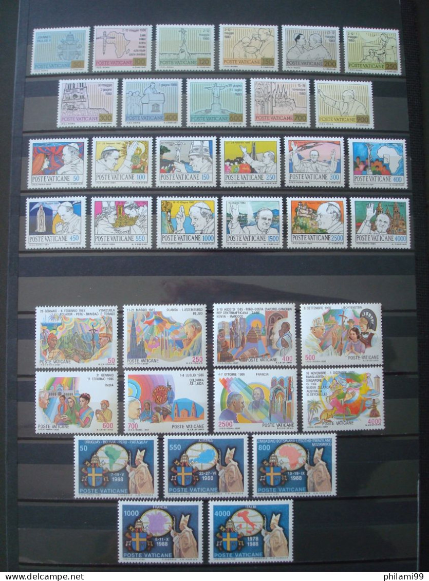 VATICAN MNH** 14 SETS TRIPS OF JP II / HIGH FACE VALUE / 3 SCANS - Sammlungen