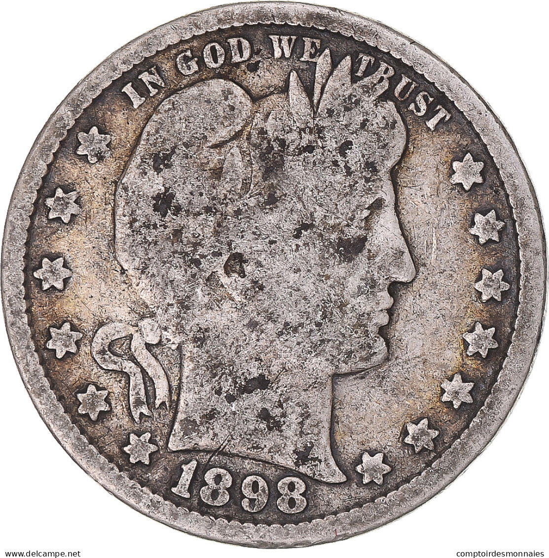 Monnaie, États-Unis, Barber Quarter, Quarter, 1898, U.S. Mint, Philadelphie - 1892-1916: Barber