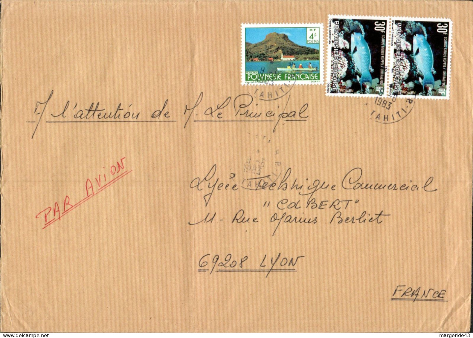 NOUVELLE CALEDONIE AFFRANCHISSEMENT COMPOSE SUR LETTRE POUR LA FRANCE 1983 - Briefe U. Dokumente