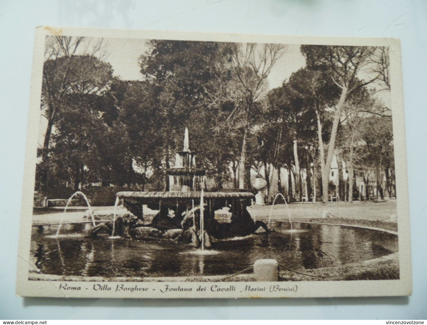 Cartolina Viaggiata "ROMA Villa Borghese - Fontana Dei Cavalli ( Bernini )" 1943 - Parks & Gärten