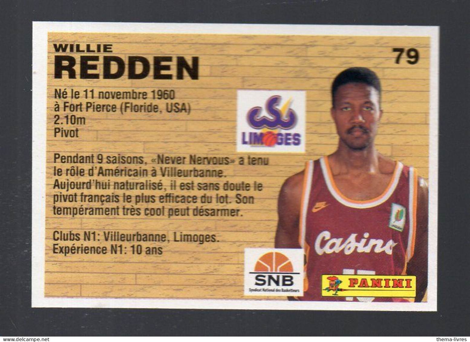 (Basket) Image PANINI 1994 N°79  WILLIE REDDEN (PPP42671E) - Other & Unclassified