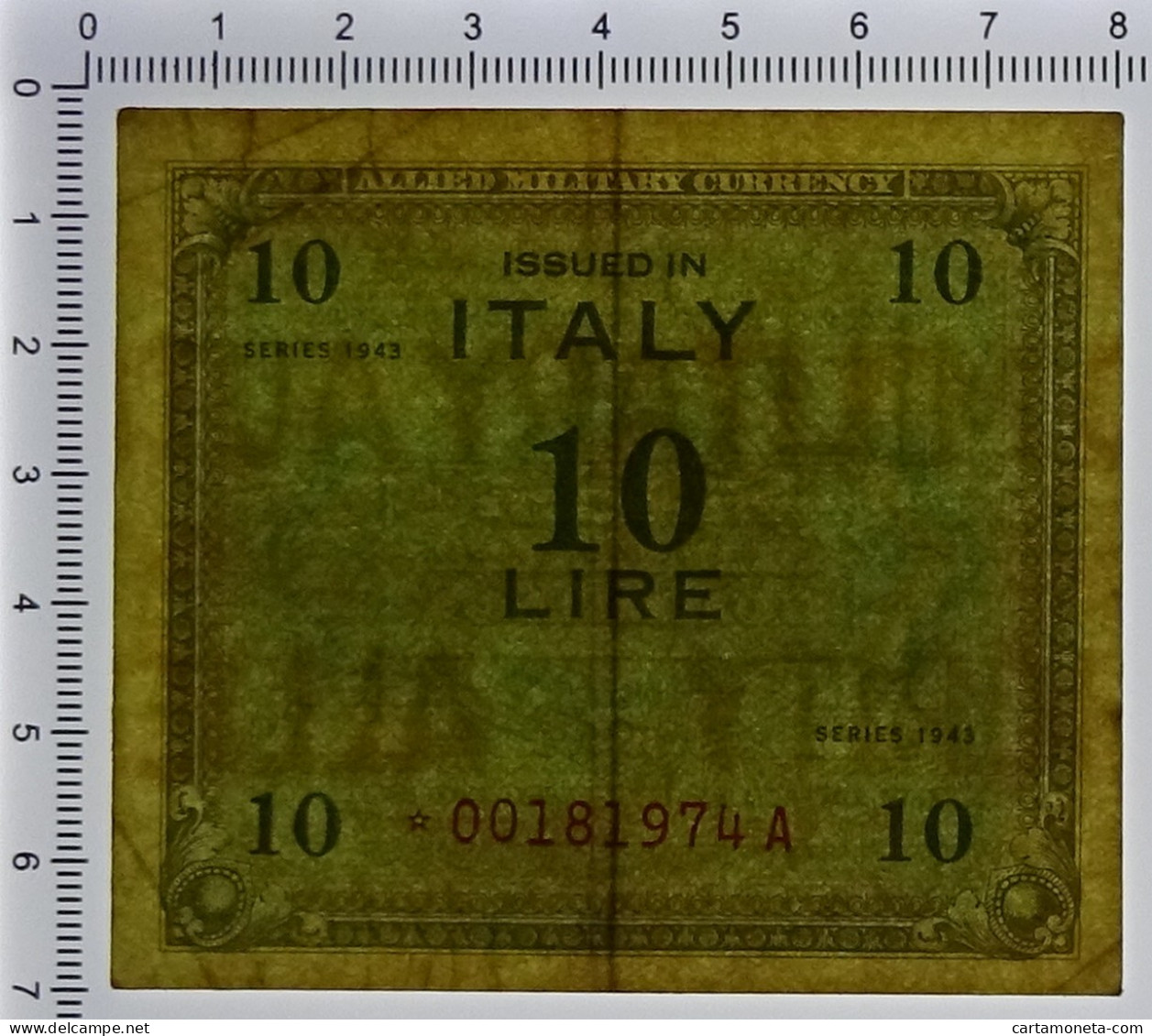 10 LIRE OCCUPAZIONE AMERICANA IN ITALIA MONOLINGUA ASTERISCO 1943 BB+ - Allied Occupation WWII