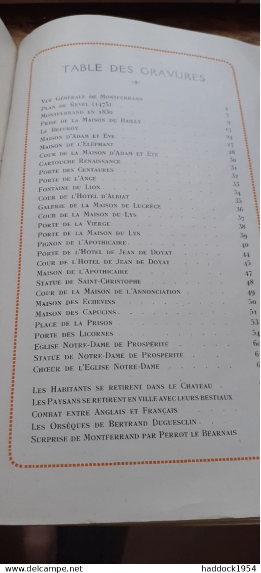 la cité au crépuscule histoire d'une commune (1191-1731) MONTFERRAND VICTOR FAVYE georges durand 1922