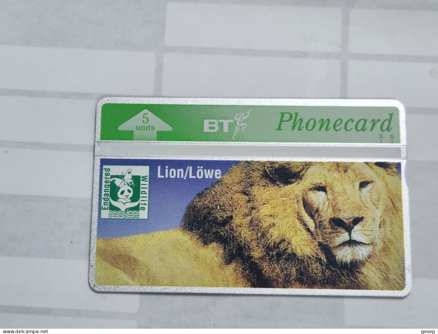 United Kingdom-(BTO-089)Endangered Wildlife(b)-Lion(105)(5units)(406B35004)price Cataloge MINT-10.00£-1card Prepiad - BT Edición Extranjera