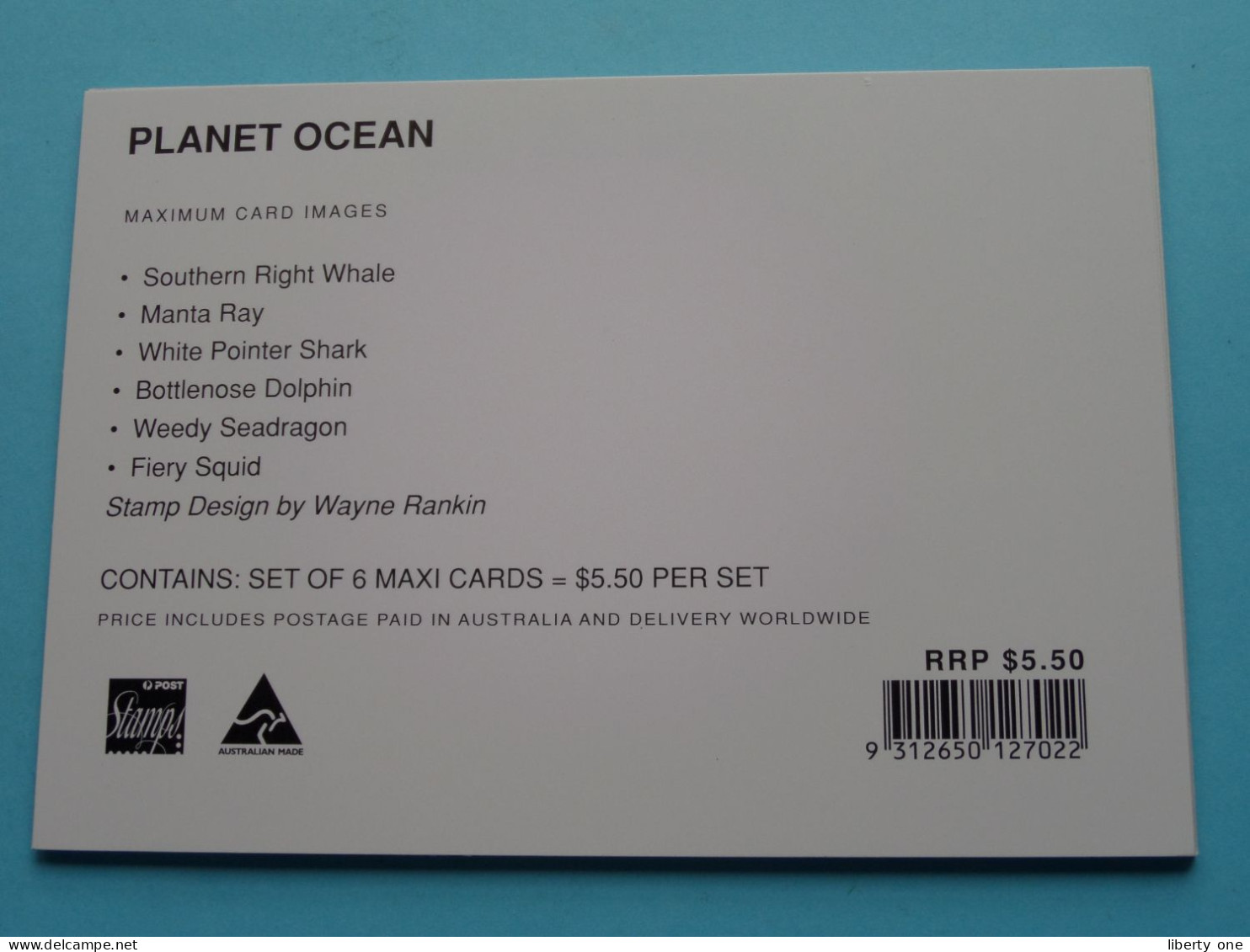 PLANET OCEAN ( Set of 6 ) Stamp Design by Wayne Rankin - Stamp Deepwater NSW @ 1998 ( voir / See SCANS ) !