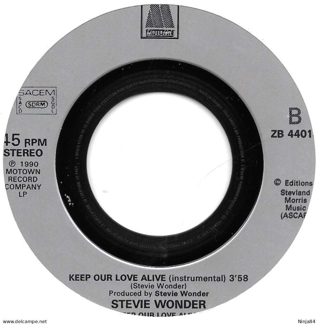 SP 45 RPM (7)  Stevie Wonder  "  Keep Our Love Alive  " - Soul - R&B