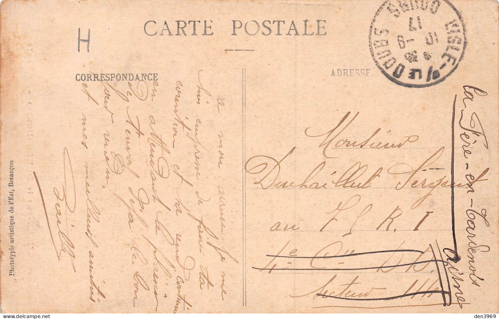 L'ISLE-sur-le-DOUBS (Doubs) - La Poste - Voyagé 1917 (2 Scans) - Isle Sur Le Doubs