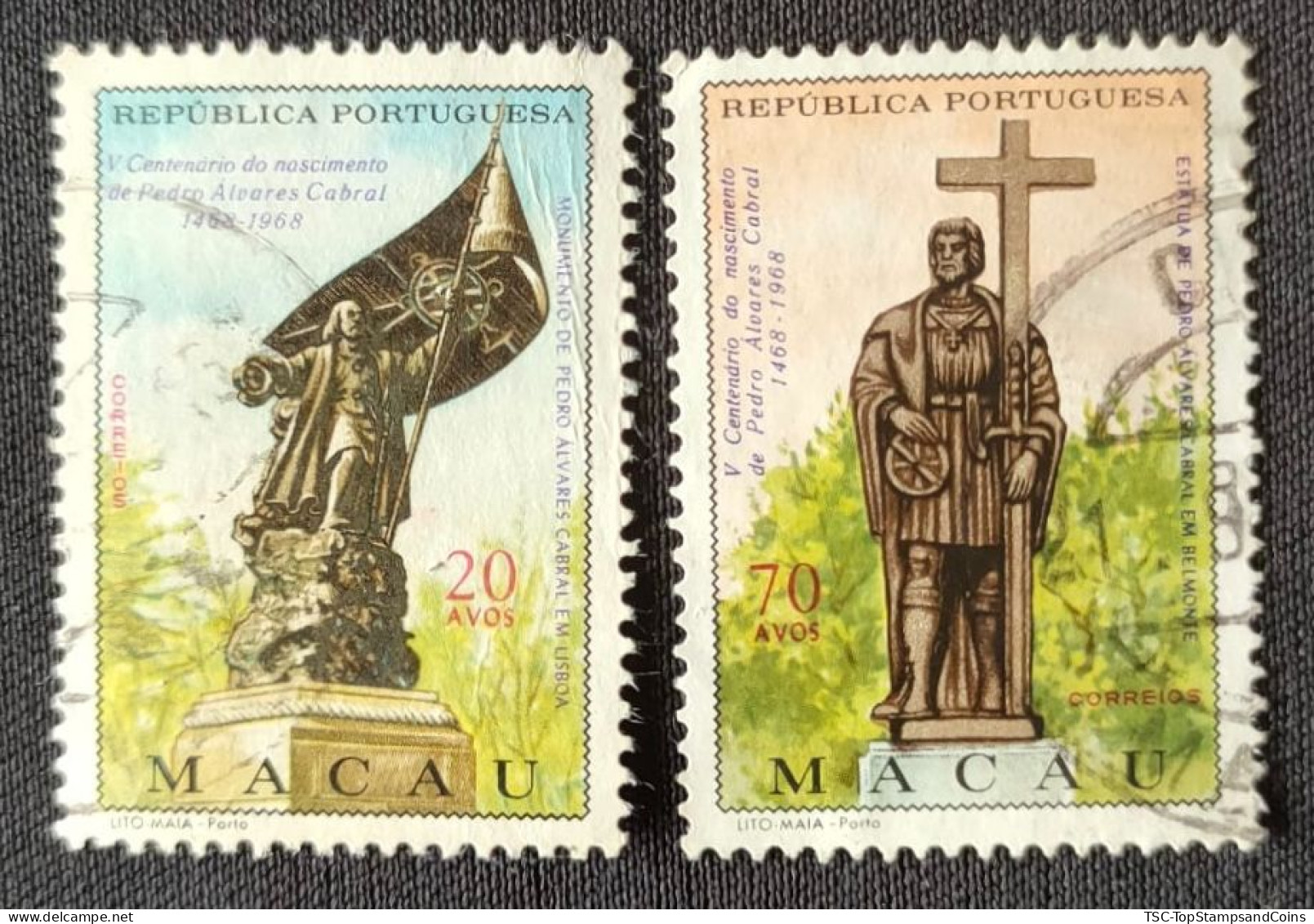 MAC5418-19U6 - 5th. Centenary Of Pedro Álvares Cabral Birth - Complete Set Of 2 Used Stamps - Macau - 1968 - Gebraucht