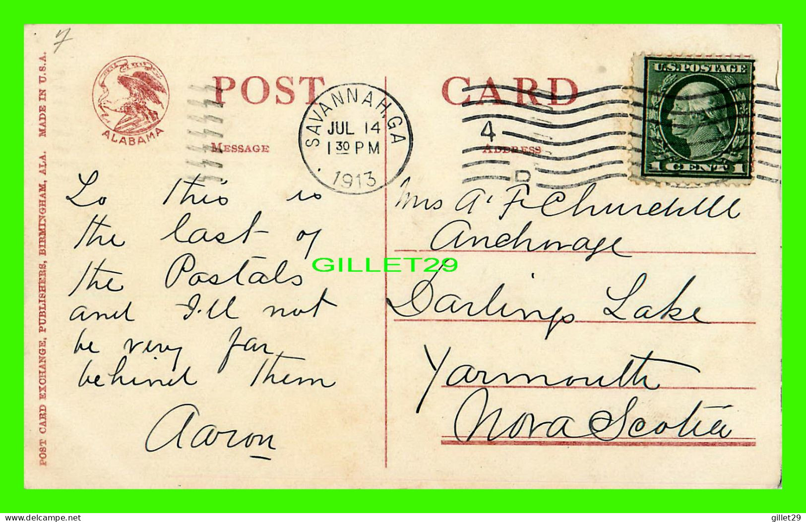 BIRMINGHAM, AL - ITALIAN GARDENS OF MR. RICHARD W. MASSEY - TRAVEL IN 1913 - POST CARD EXCHANGE PUB. - - Andere & Zonder Classificatie
