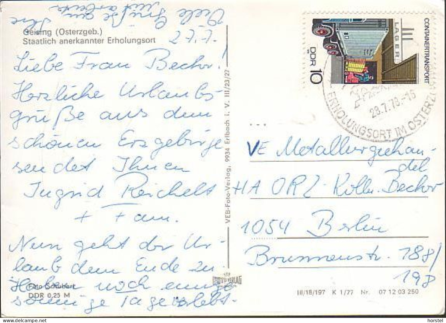 D-01778 Geising - Osterzgebirge - Alte Ortsansicht Mit Kirche - Nice Stamp - Geising