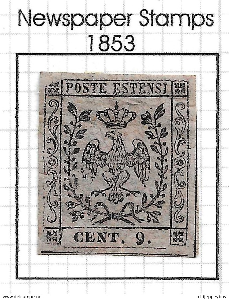 MODENA Newspaper Tax Stamp 1853 Type II - Yv.2 (Mi.2, Sc.PR2) MNG - Modène