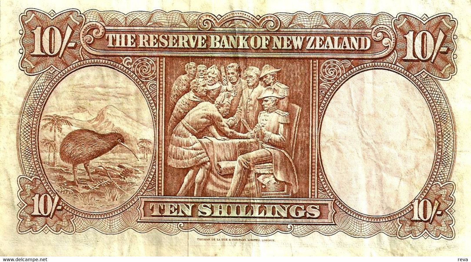 NEW ZEALAND 10 SHILLINGS BROWN COOK FRONT KIWI BIRD BACK ND(1967) VF  W/O SECURITY THREAD P.158d LAST READ DESCRIPTION!! - Nouvelle-Zélande