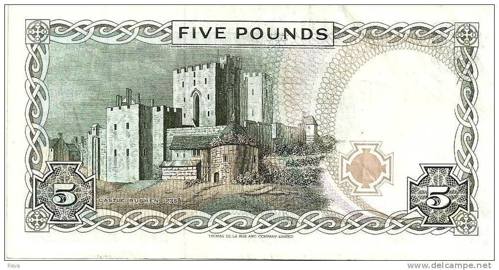 ISLE OF MAN 5 POUNDS PURPLE QEII HEAD FRONT CASTLE BUILDINGS BACK DATED ND(1983) P.41b SIGN 6 VF READ DESCRIPTION ! - 5 Pond