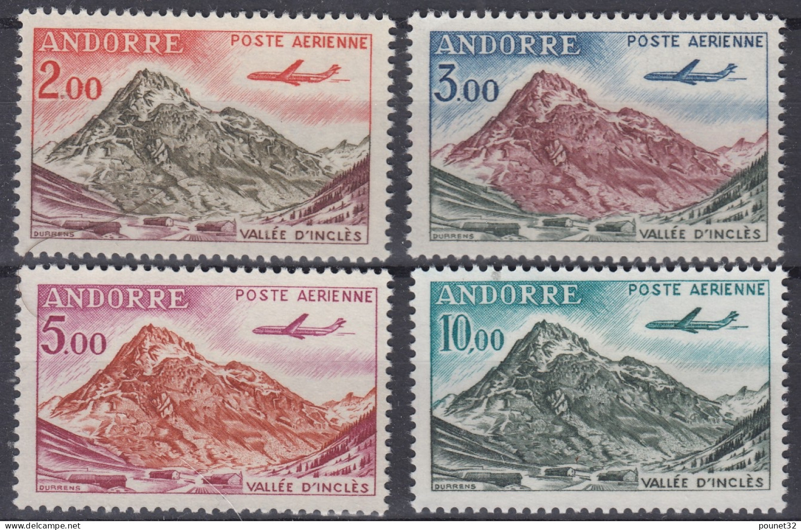 TIMBRE ANDORRE POSTE AERIENNE SERIE N° 5/8 NEUVE ** GOMME SANS CHARNIERE - Luftpost