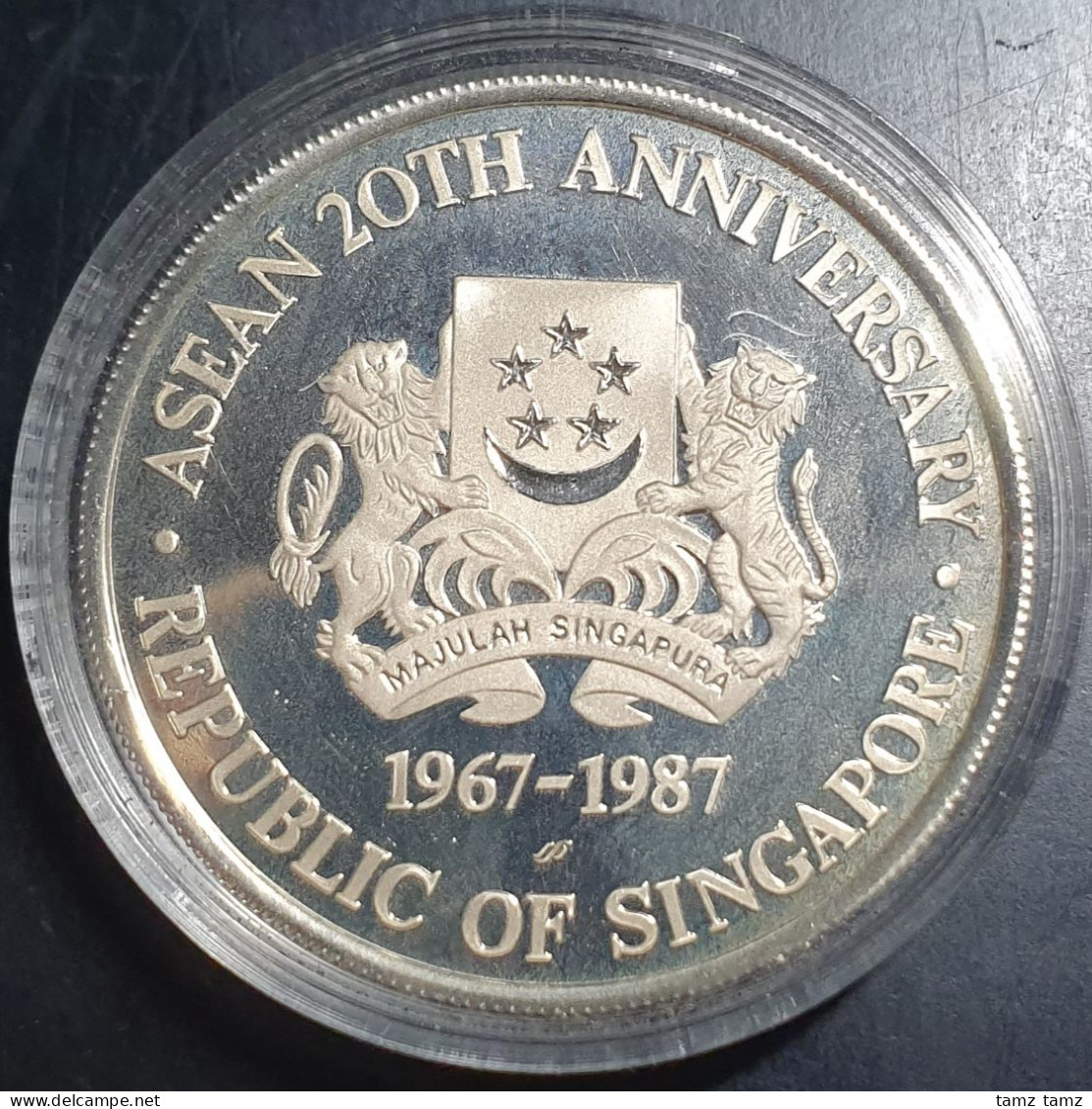 Singapore Commemorative 20th Anniversary ASEAN 10 Dollars 1987 PROOF UNC - Singapore