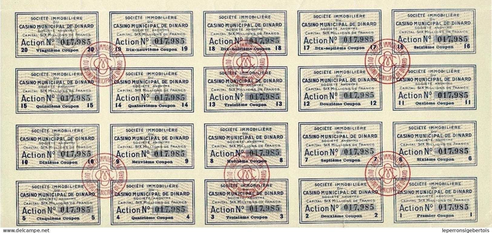 - Titre De 1928  - Société Immobilière Du Casino Municipal De Dinard - - Casino