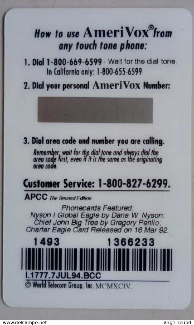 USA Amerivox  MINT $7 Prepaid " APCC - Amerivox Phonecard Collectors Club  " - Amerivox