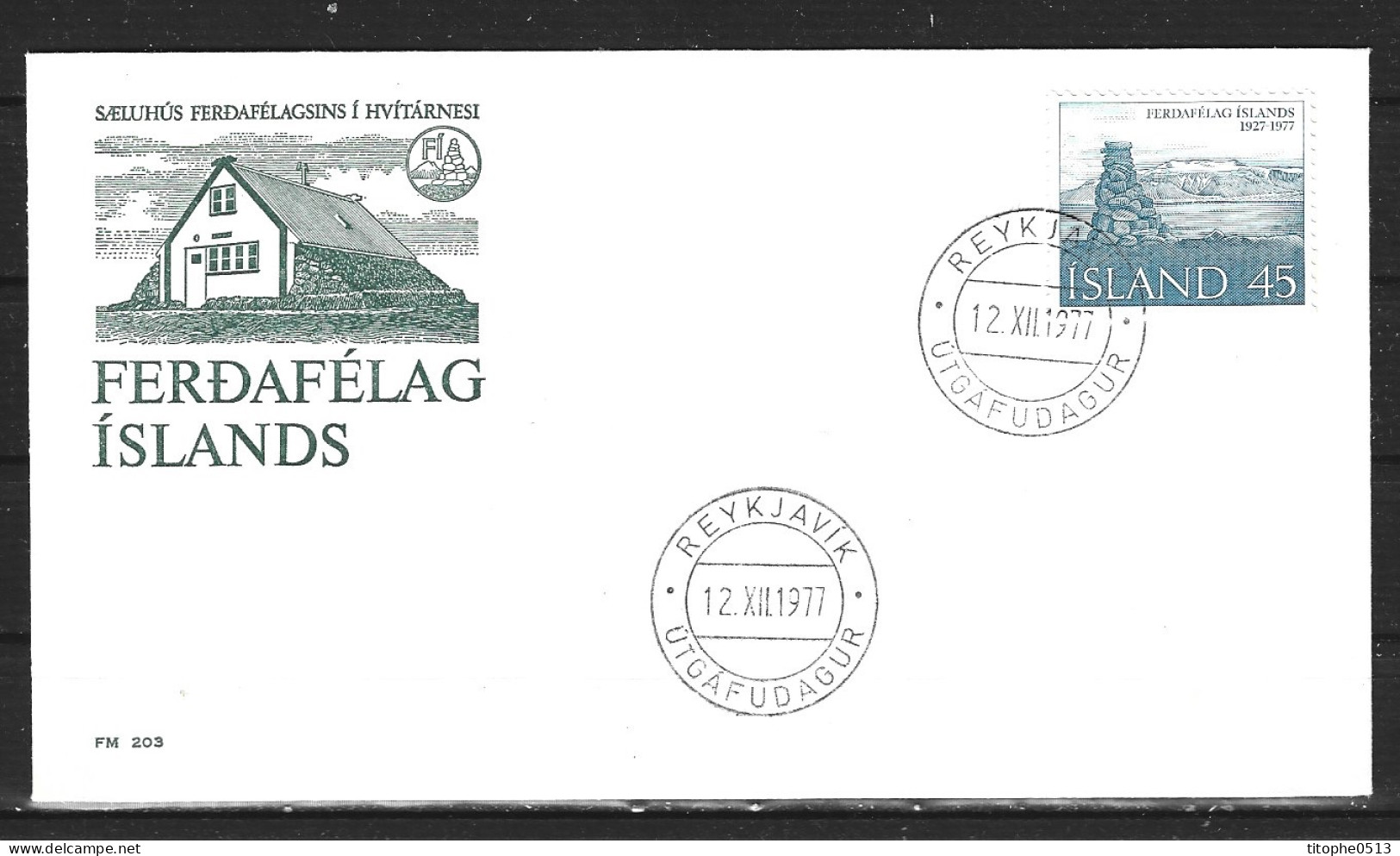 ISLANDE. N°480 De 1977 Sur Enveloppe 1er Jour (FDC). Tumulus De Pierres. - Autres & Non Classés