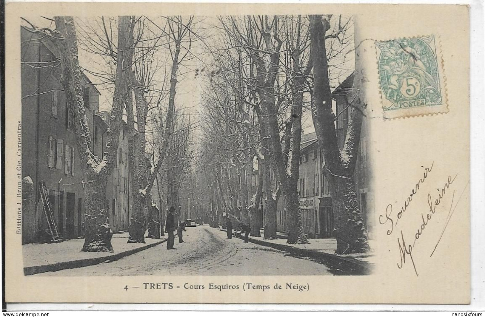 D 13   TRETS. COURS ESQUIROS TEMPS DE NEIGE. CARTE ECRITE - Trets