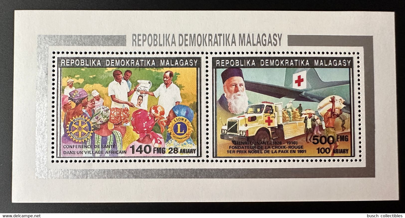 Madagascar Madagaskar 1992 Mi. 1391 / 1394 I Red Cross Henri Dunant Croix Rouge Lions International Rotary - Croix-Rouge