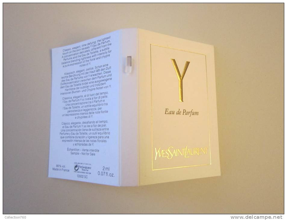 SAINT LAURENT YVES - Y - Echantillon (collector - Ne Pas Utiliser) Date Des Années 1990 - Parfums - Stalen