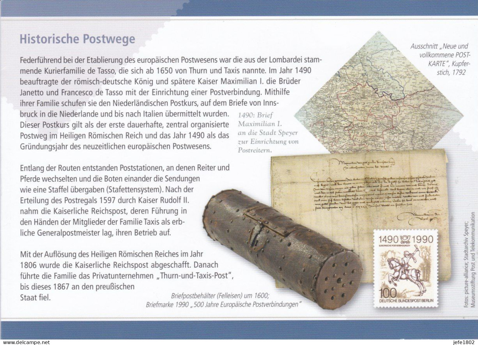 Sonderpostwertzeichen - Serie EUROPA - Historische Postwege - Other & Unclassified