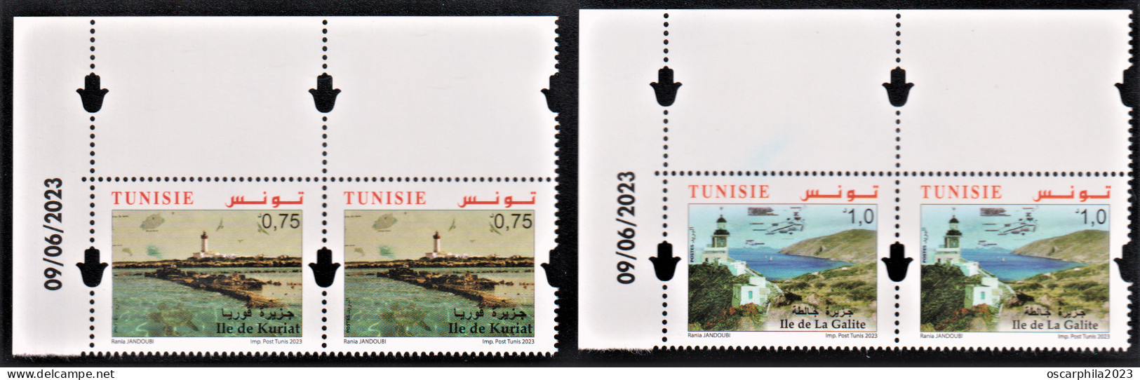 2023.Tunisie-emission N°8, - Les Iles De Tunisie -Ile De Kuriat & Ile De La Galite -  En Paire H  Coin Daté / 4v. MNH** - Iles