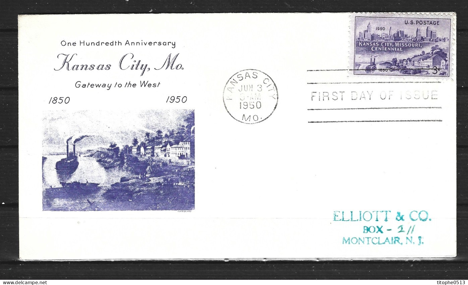 USA. N°545 De 1950 Sur Enveloppe 1er Jour. Kansas City. - 1941-1950