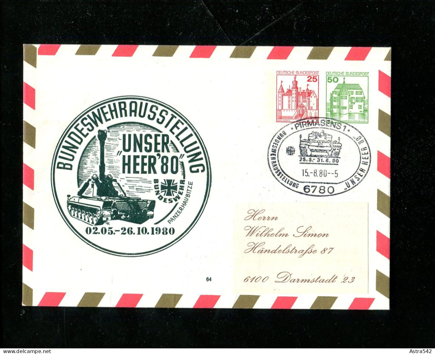 "BUNDESREPUBLIK DEUTSCHLAND" 1980, Privatganzsachenumschlag "BUNDESWEHR, Unser Heer", SSt. "Pirmasens" (15335) - Privé Briefomslagen - Gebruikt