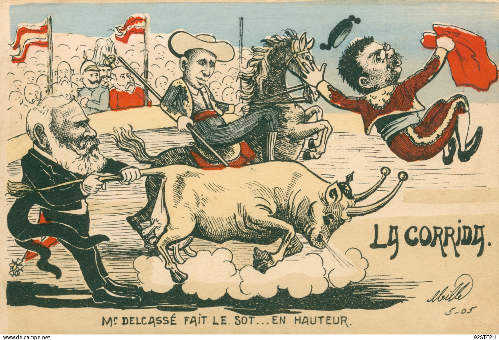 POLITIQUE MILLE Caricature Satirique Espagne Alphonse XIII La Corrida - Mille