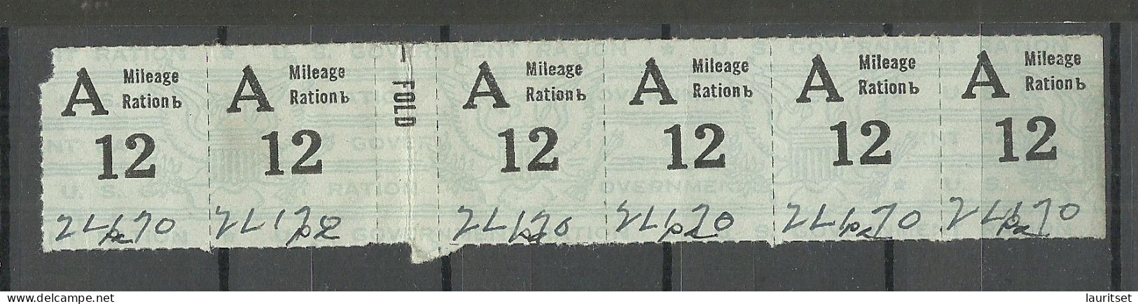USA 1938 Ration Stamps Mileage Ration As 6-stripe - Sin Clasificación
