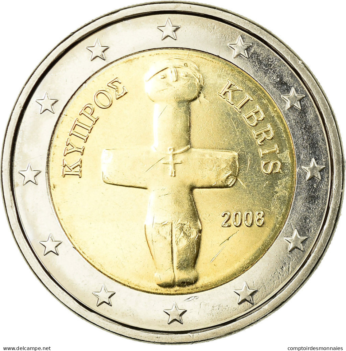 Chypre, 2 Euro, 2008, TTB, Bi-Metallic, KM:85 - Chipre