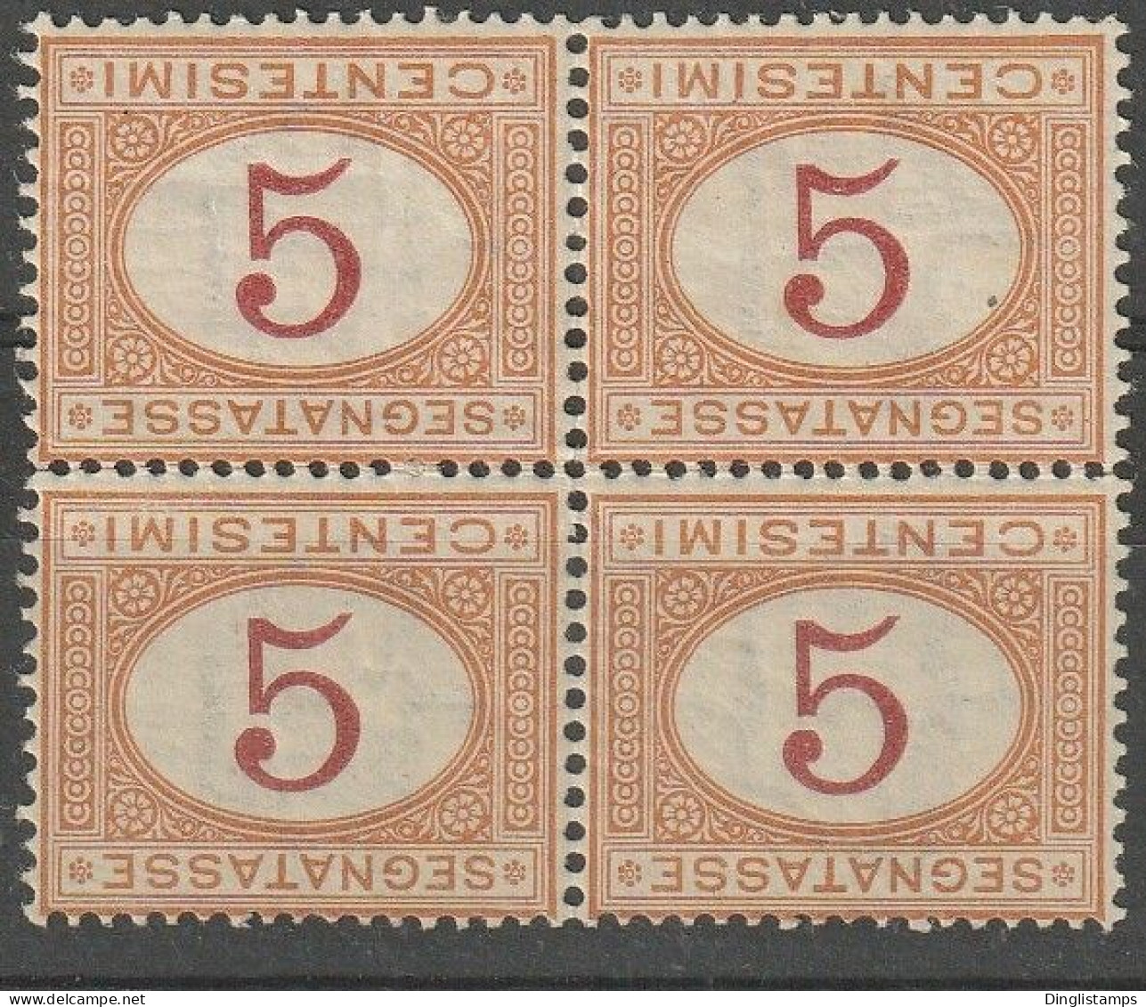 ITALY - 1890 Block Of 4 Inverted Written Values - Sonstige & Ohne Zuordnung