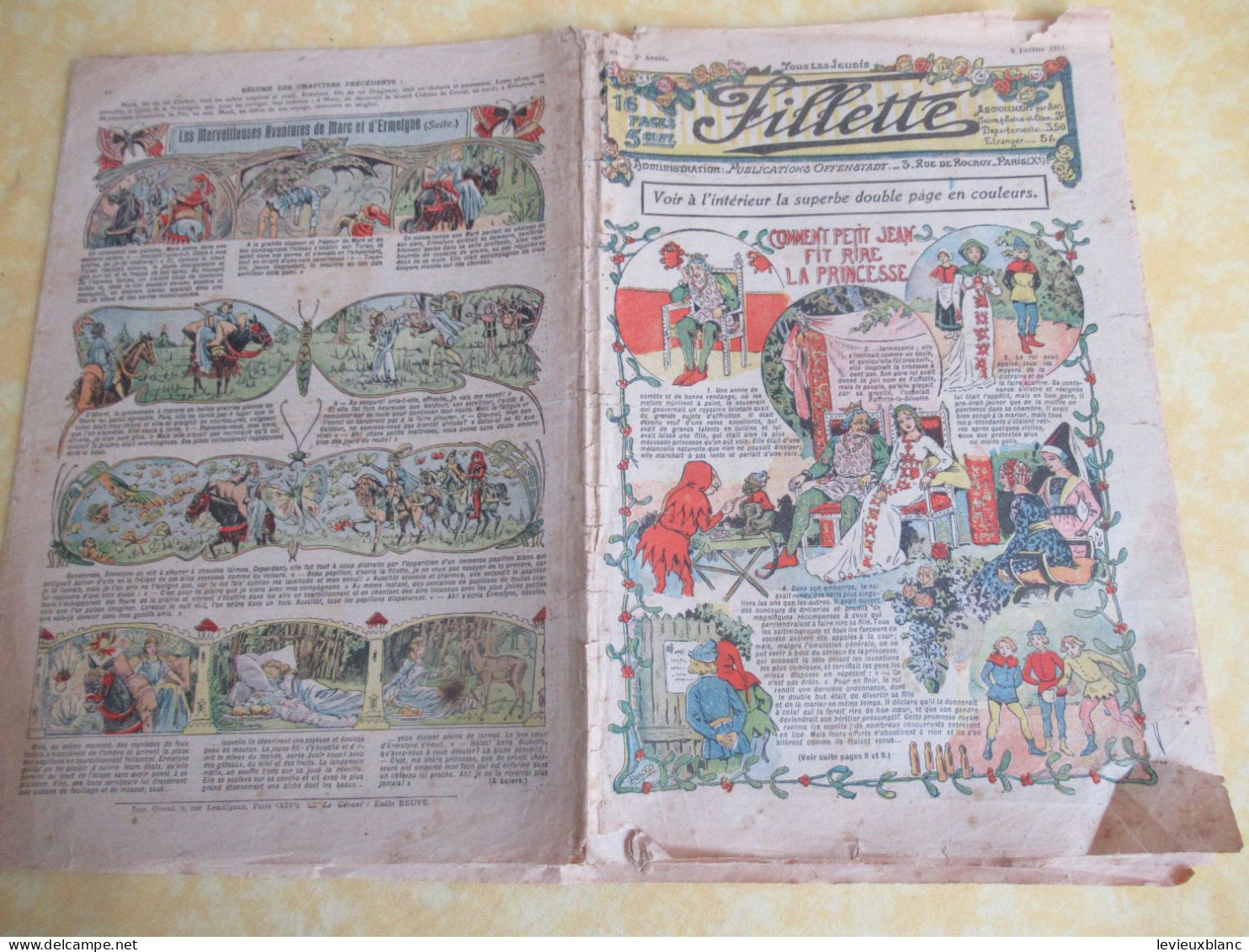 "Fillette" / Tous les Jeudis / Publications OFFENSTADT / 16 Pages / 3éme année / N° 69/ 1911                BD181