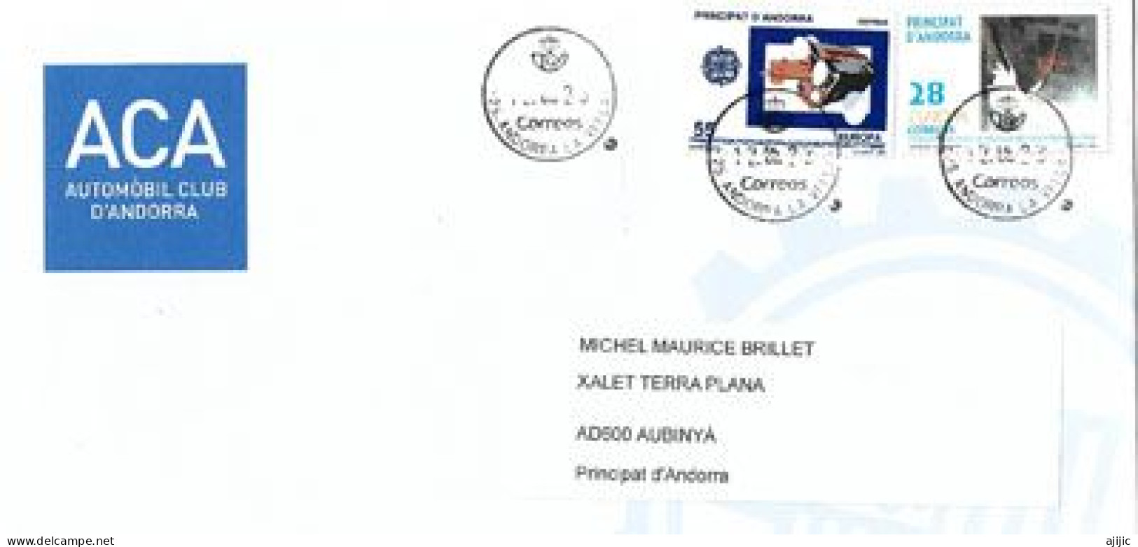 ANDORRA. ACA.Automobil Club D'Andorra, Letter (Andorra Commercial Postal ), Nice Round Cancels - Lettres & Documents